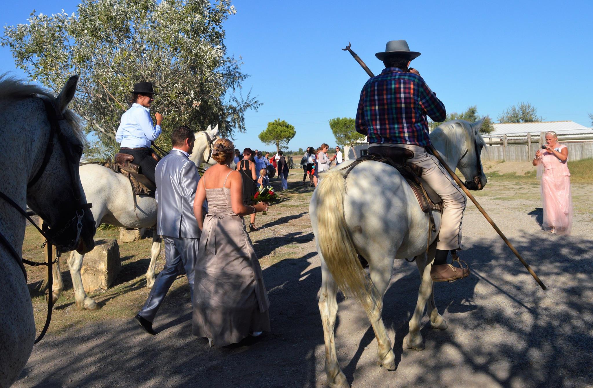 Mariés gardians réception manade trident tradition cheval camargue